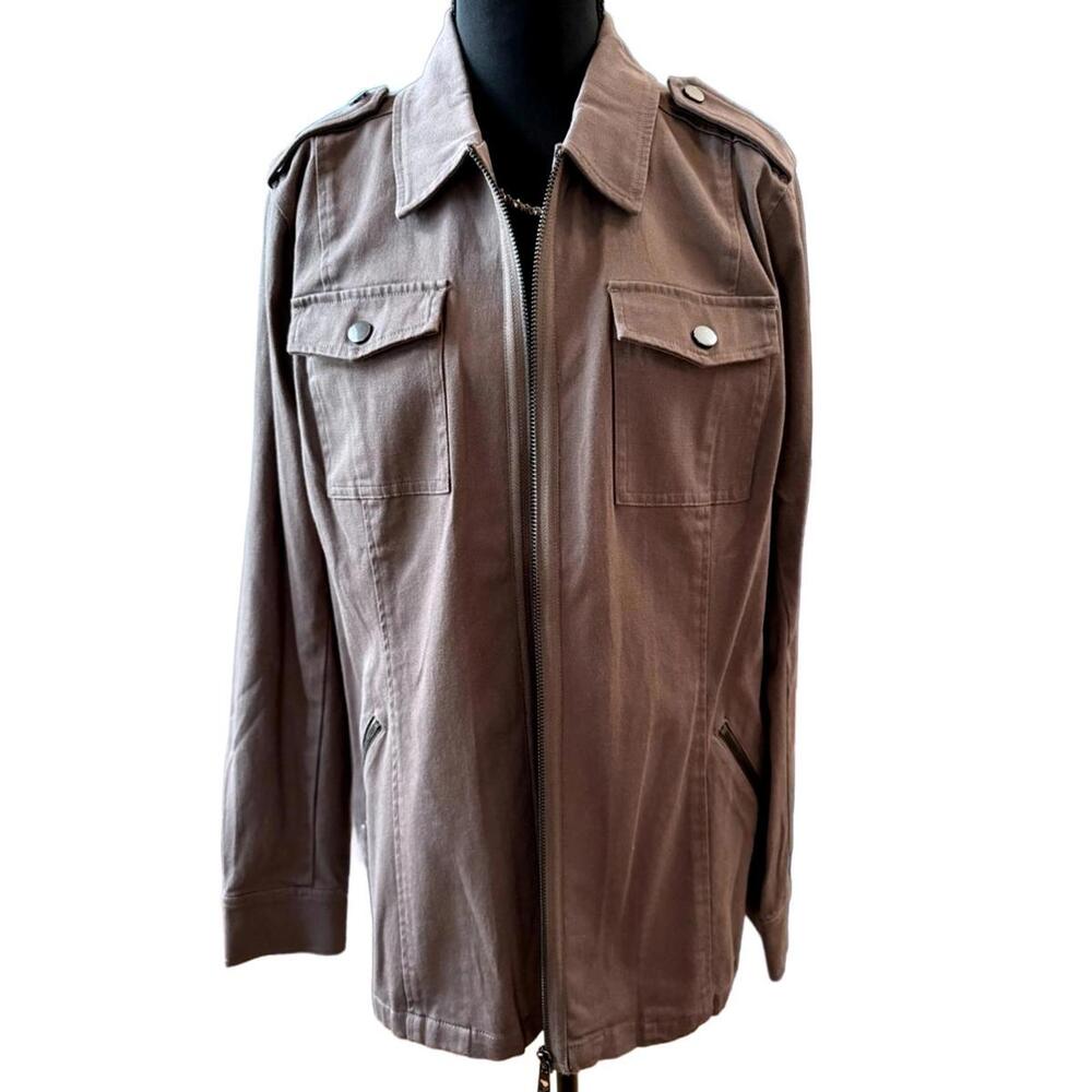 Belle by Kim Gravel EUC Shirt Jacket-Size Medium-Clay Brown